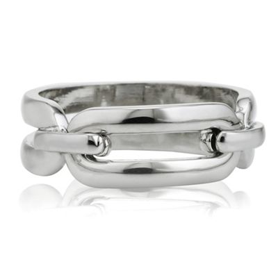 Designer silver oval link ring